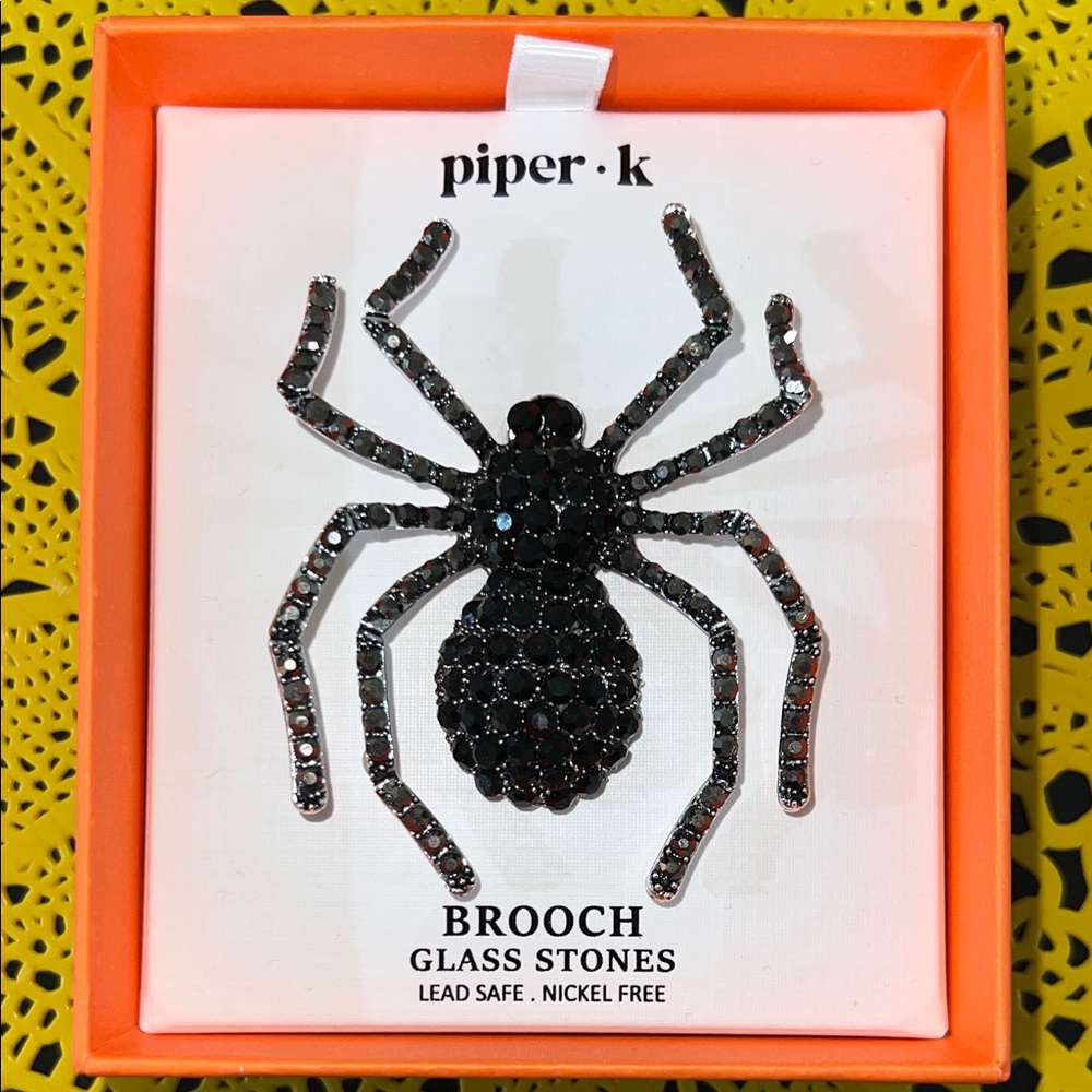 Piper•K Black Spider Brooch